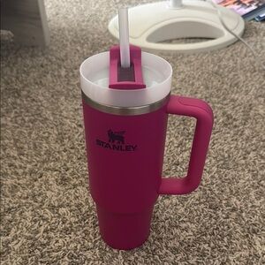Stanley Magenta Travel Mug with Handle and Straw